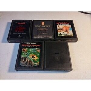 Atari 2600 Lot Of 5 Games - Tested & Work - Defender, Demons To Diamonds, Combat